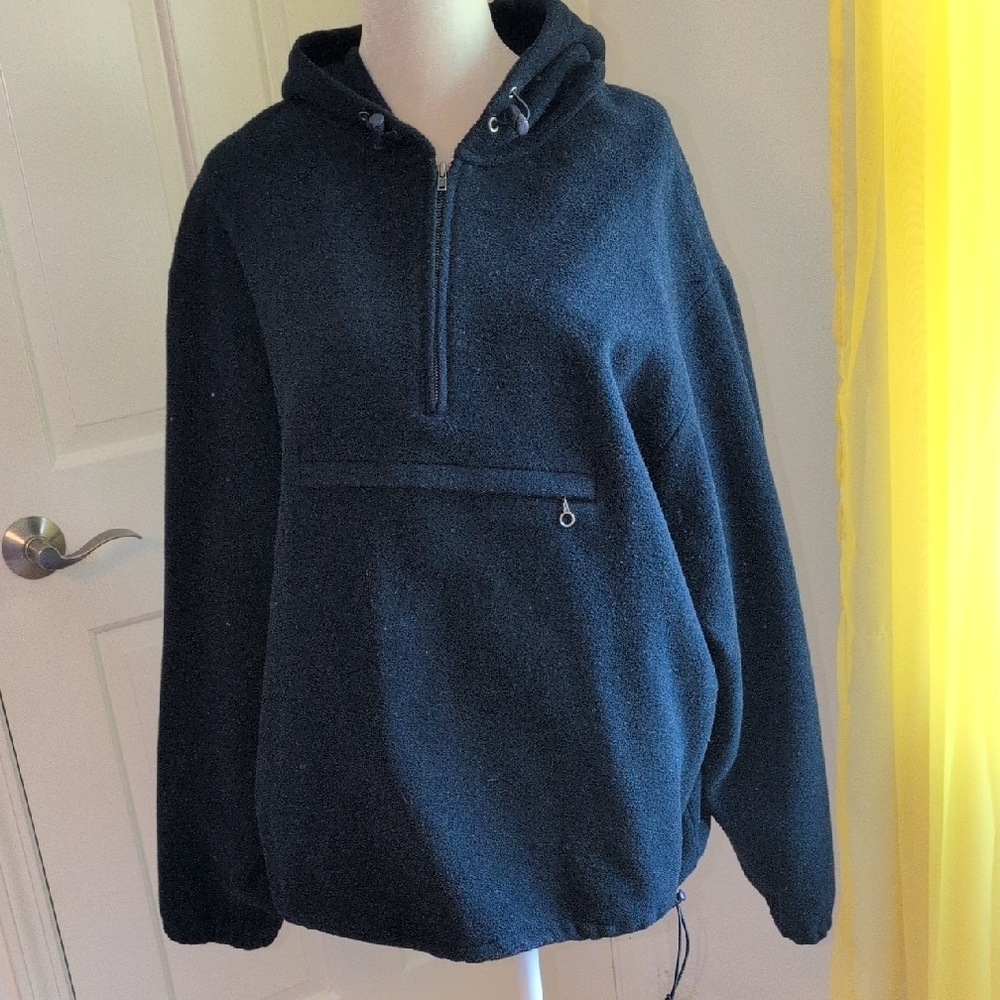 Men's Blue Hooded Wool Pullover